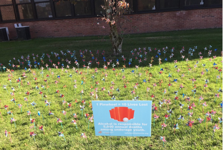 Pictured here are 500 pinwheels outside of Kinnelon High School.