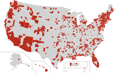The spread of COVID-19 across the US as of March 20.