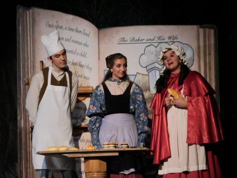 Junior Owen Kruger (left), senior Angelina Moore and freshman Caroline Nieto in action during the play.