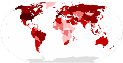 Confirmed cases of Coronavirus per capita.