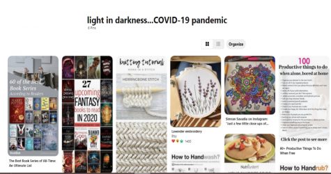 Pinterest board including several activities to do during quarantine.