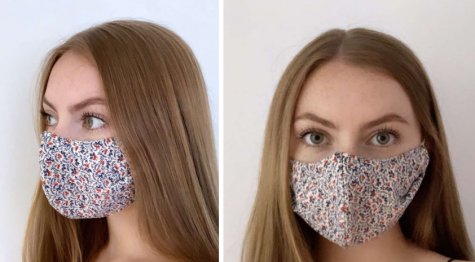 Above, Julia Hackney demonstrates how to properly wear a mask, and exemplifies a fun at-home craft.