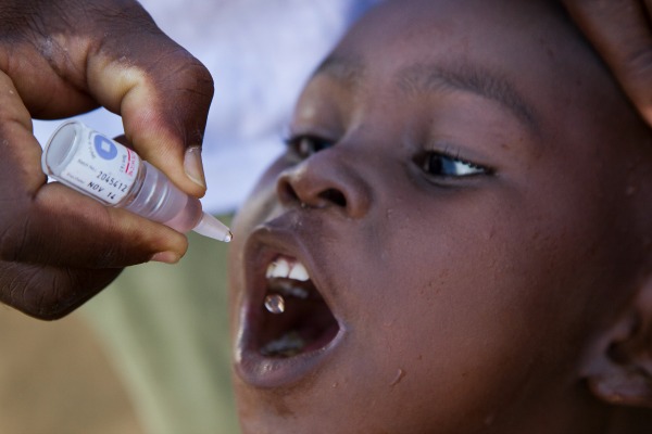 This child is receiving polio drops by organizations that are on a mission to eradicate polio for good.