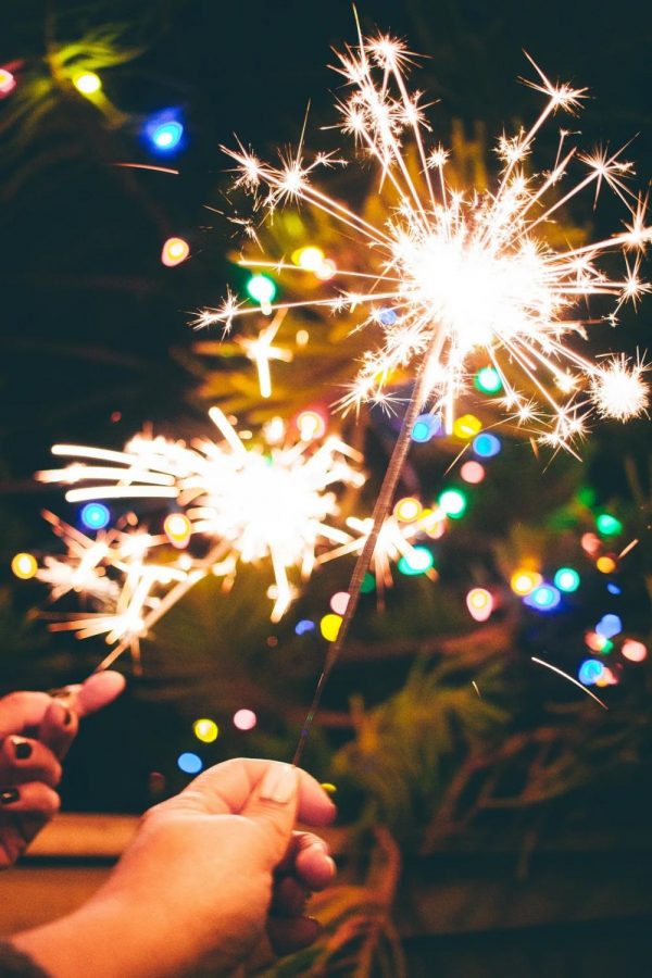 Bringing in the New Year with sparklers.  