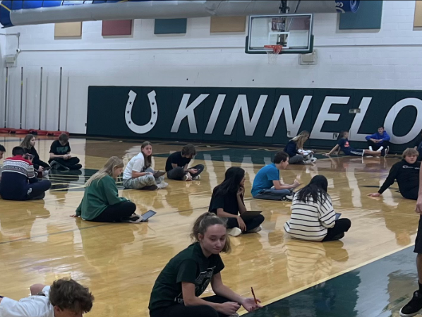 9th and 10th-grade students taking fitness tests in physical education