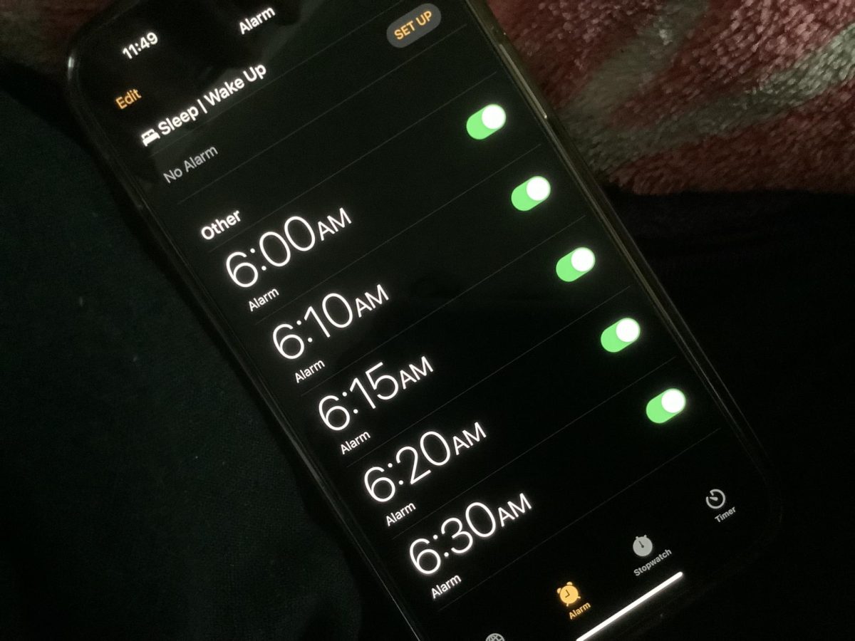 Phone depicting early morning alarms