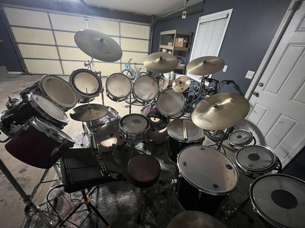 Piccolo’s drum set at home.
