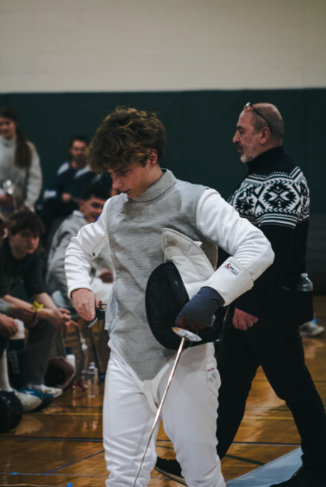 Waibel finishing his fencing match at Ramapo High School on Friday, the 9th of February 2024