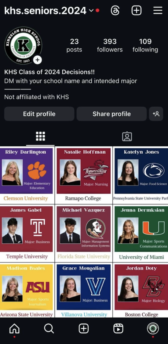 Instagram page where senior decisions are posted.