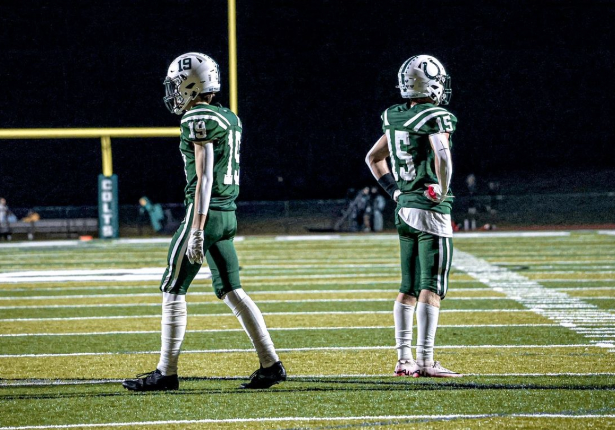 Varsity wide receivers, Soren Porada and Anthony Yannuzzi in game. 
