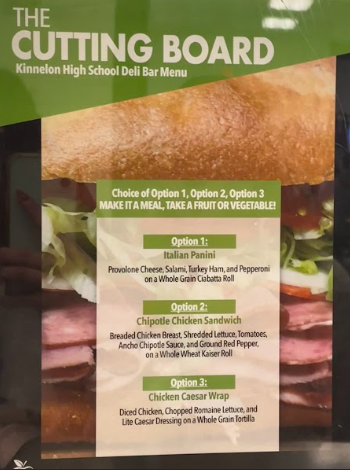 The three sandwich order options at the deli bar in the cafeteria