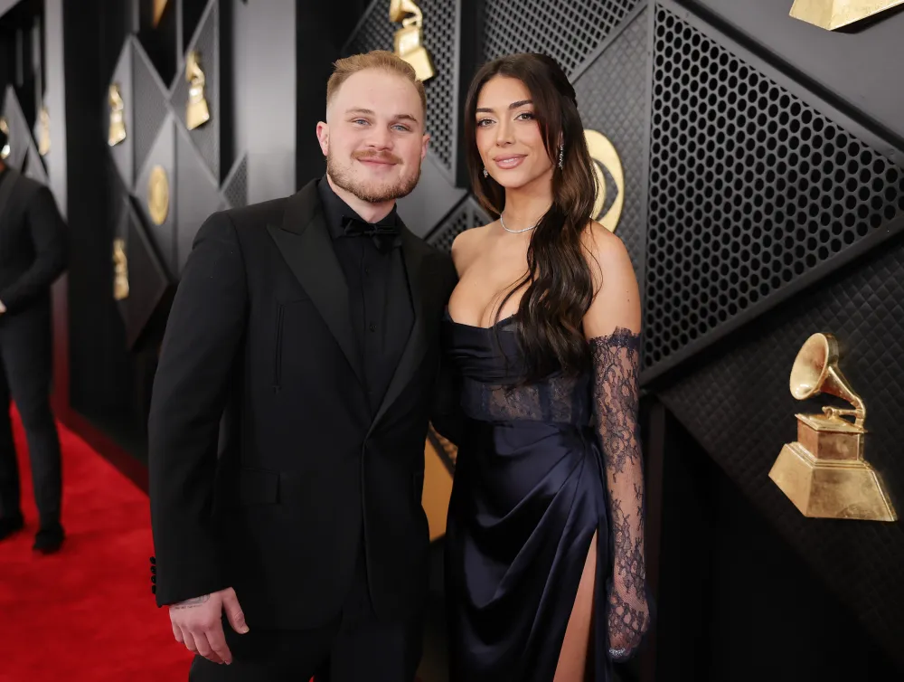 Zach Bryan and Brianna “Chickenfry” LaPaglia at the 2024 Grammy Awards.