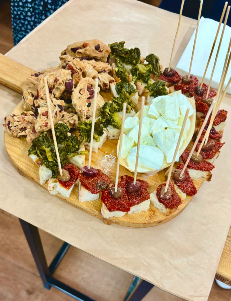 Italian Charcuterie board displayed at a Super Bowl Party.