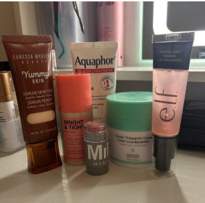 Examples of skincare used by Sophia Angermund during the wintertime.