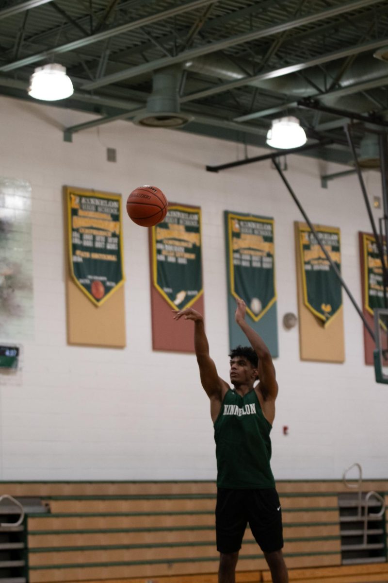 Senior Nickolas George at the KHS boys' first basketball practice of the 25-26 season