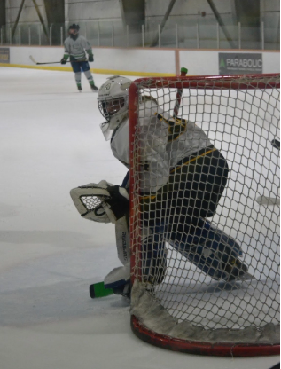 Sisco, the goalie, at one of her games.
