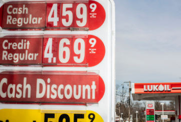 The prices at a Lukoil gas station in New Jersey.